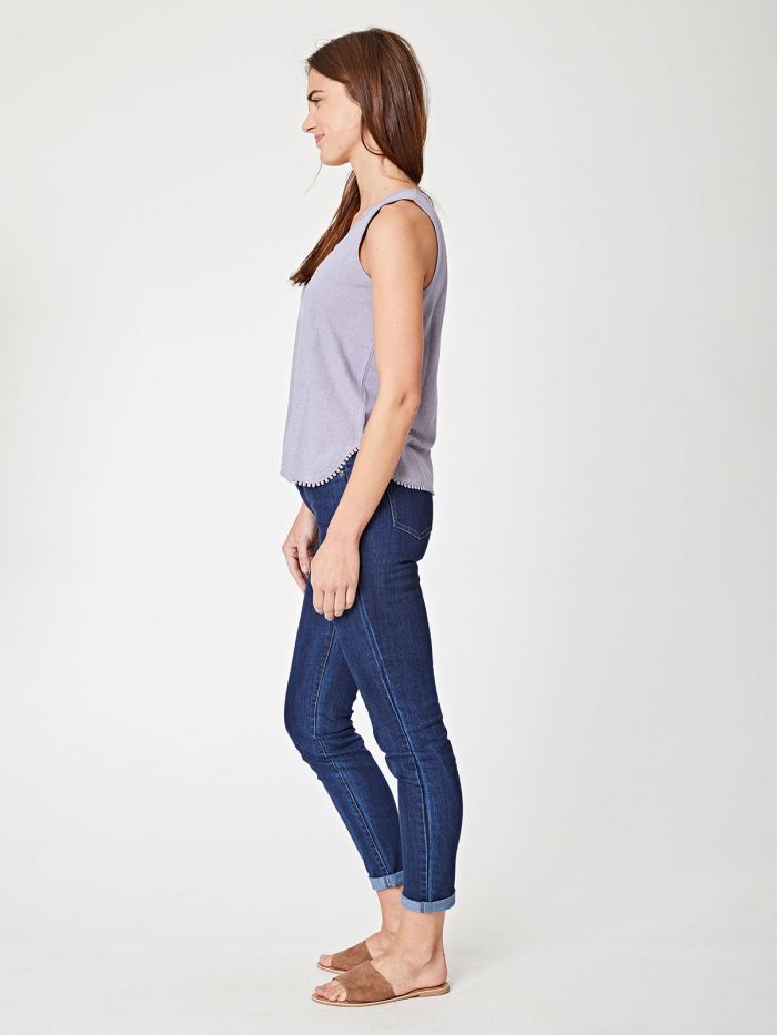 Top gris en chanvre et coton