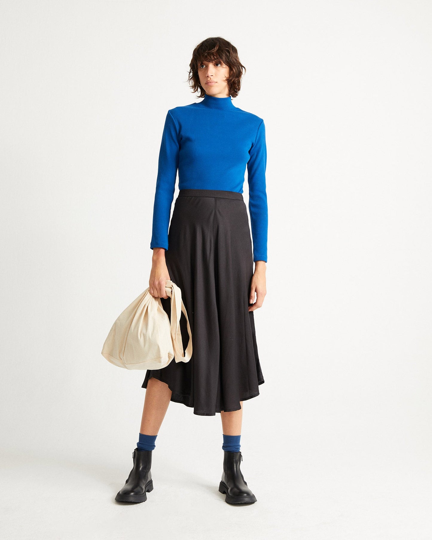 sous-Pull col montant en coton bio | bleu "rib aine klein blue"