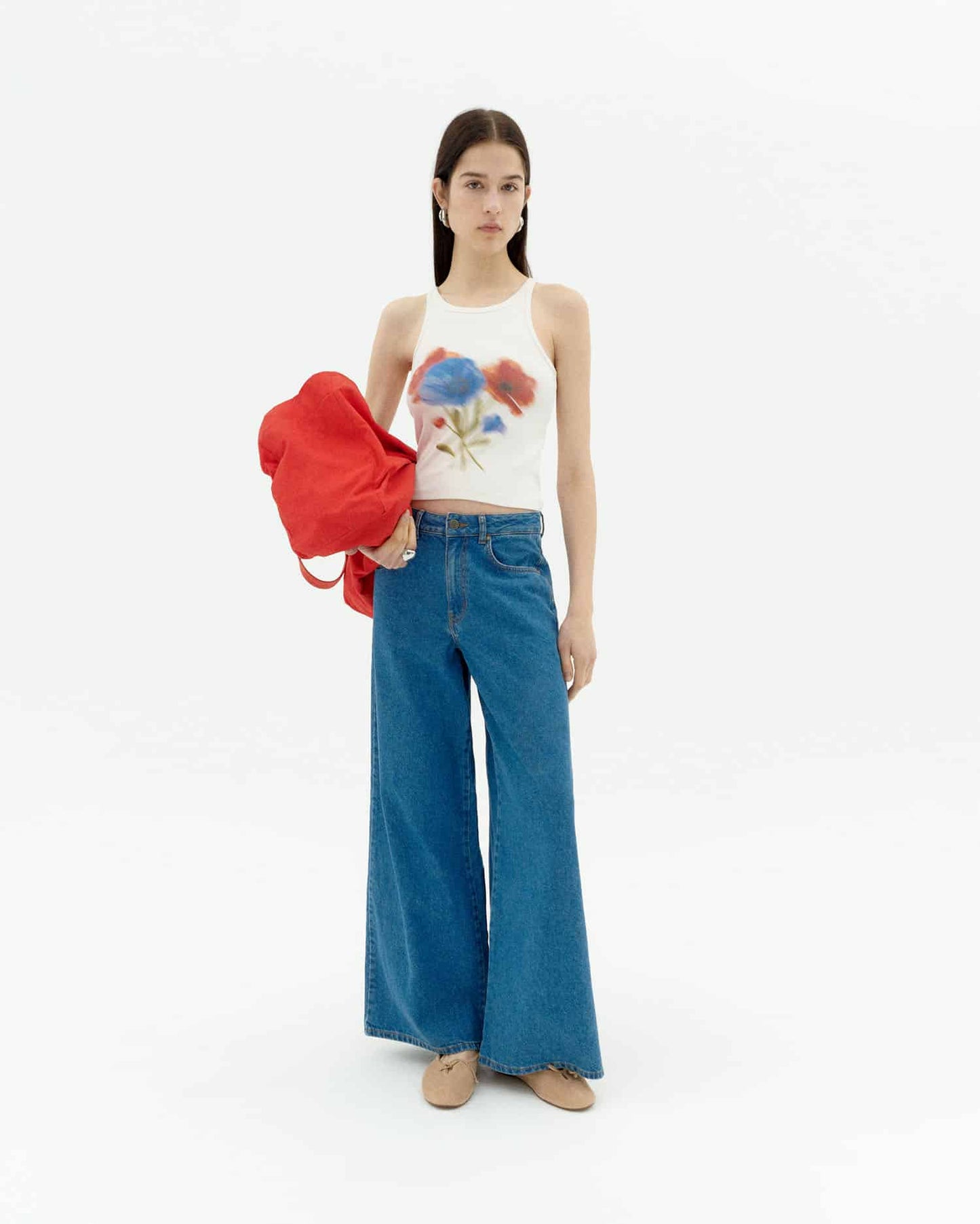 Débardeur en coton bio | blanc "Blurry flower harriet top - white"