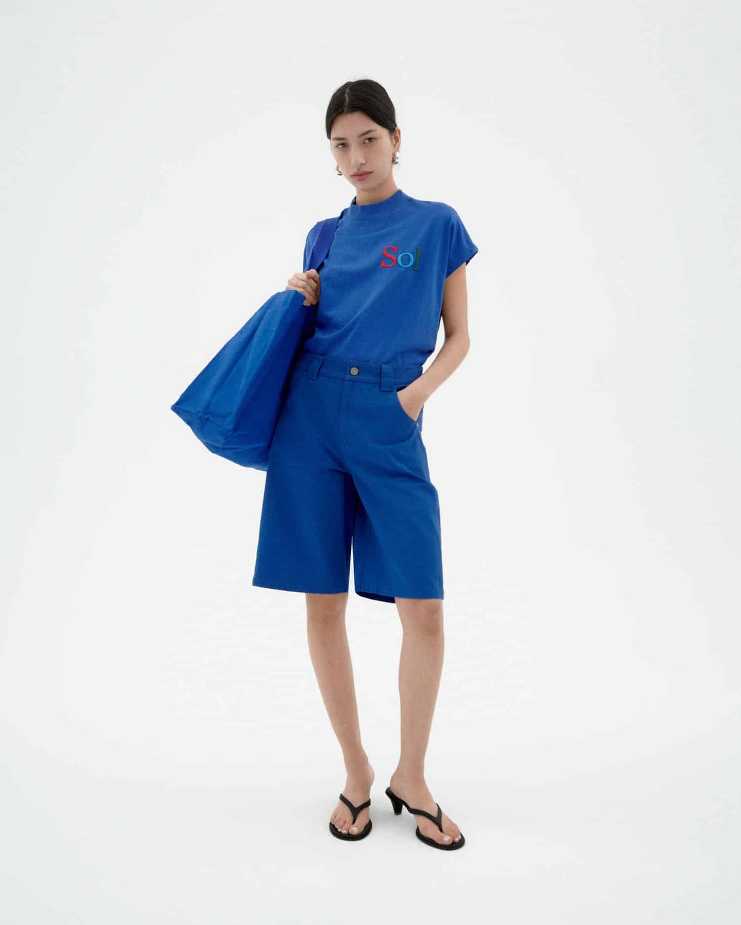 T-shirt en coton bio | bleu "sol type indigo volta tee - blue"