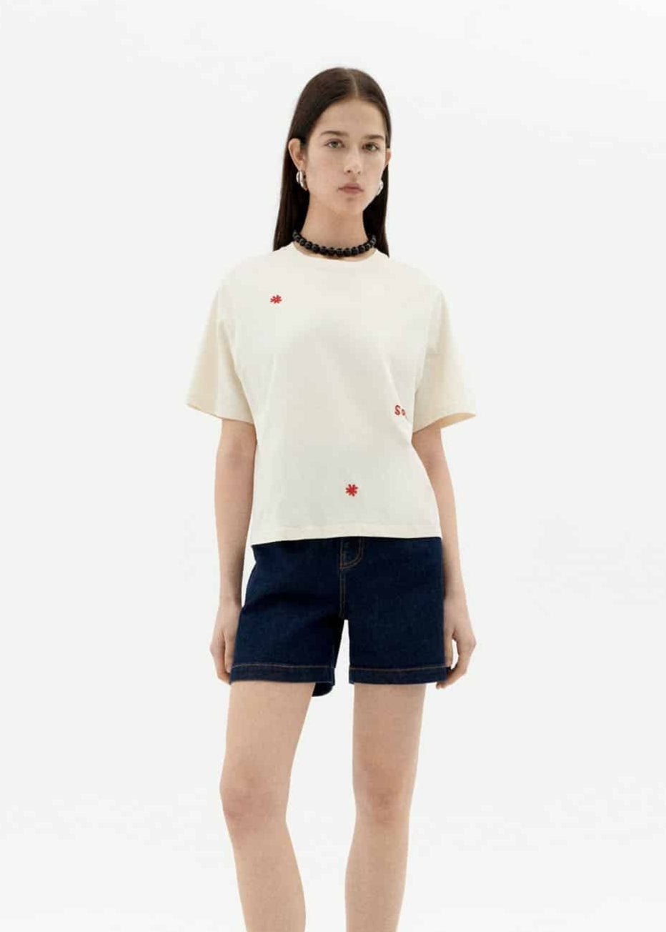 T-shirt en coton bio | blanc "solsol white lucia tee - white"