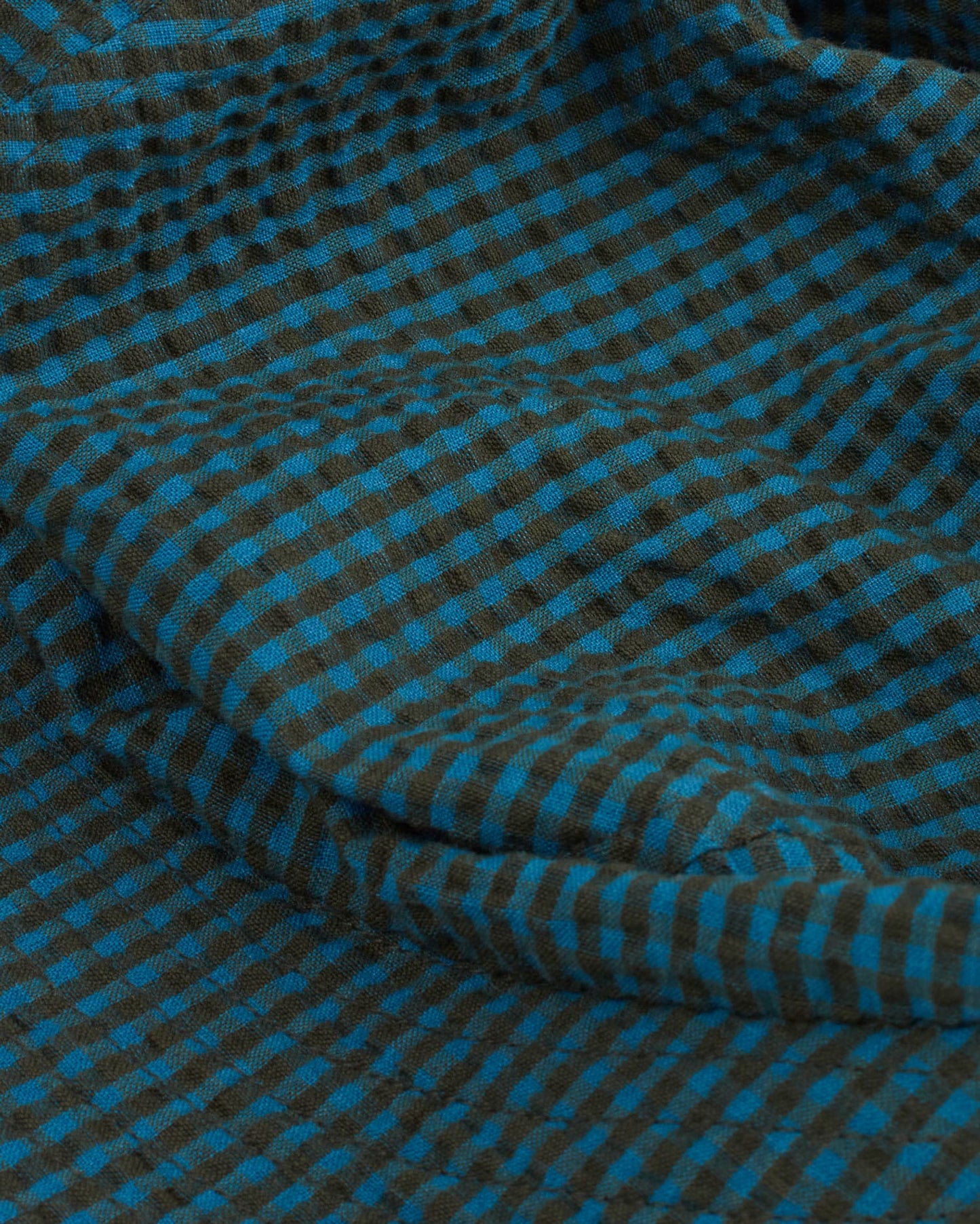 Bob en coton bio | Vert à motifs "bottle green checks seersucker yelle hat"