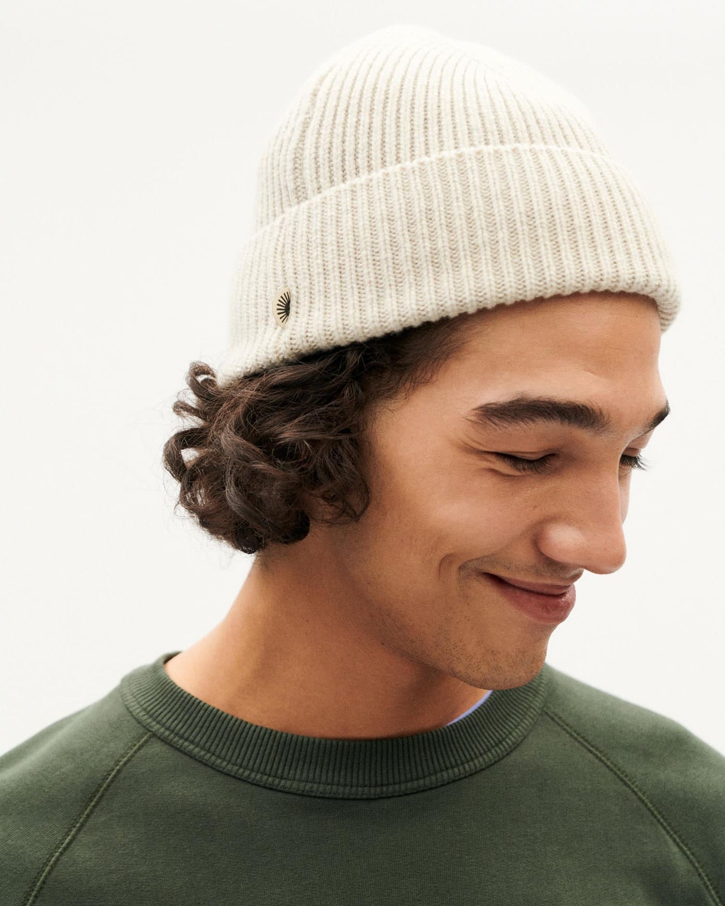 Bonnet en laine certifiée | beige "ivory amor beanie"