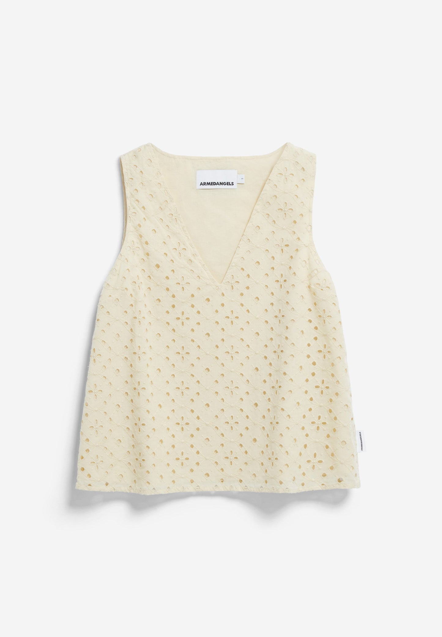 Top broderie anglaise en coton bio | écru "Yalinaa broidery - summer hay"