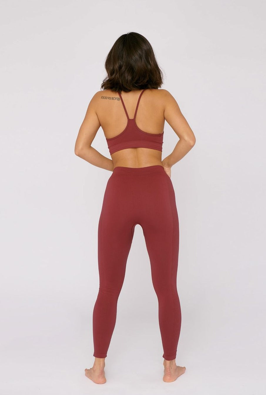Legging rouge en nylon recyclé - burgundy