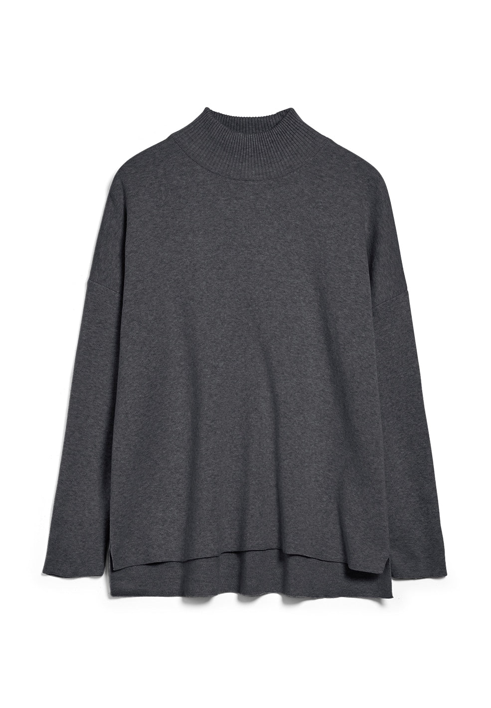 Pull ample à col cheminée gris en coton bio - YUNAA