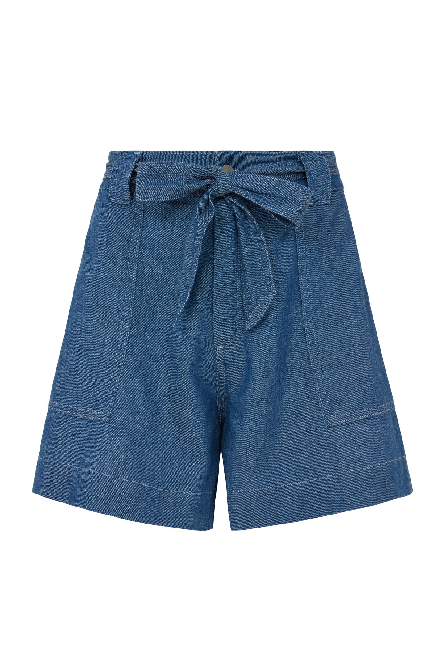 Short léger effet denim bleu en coton bio - Zahara