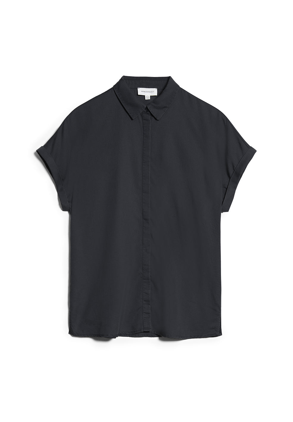 Chemise à manches courtes anthracite en coton bio en tencel - ZONJAA