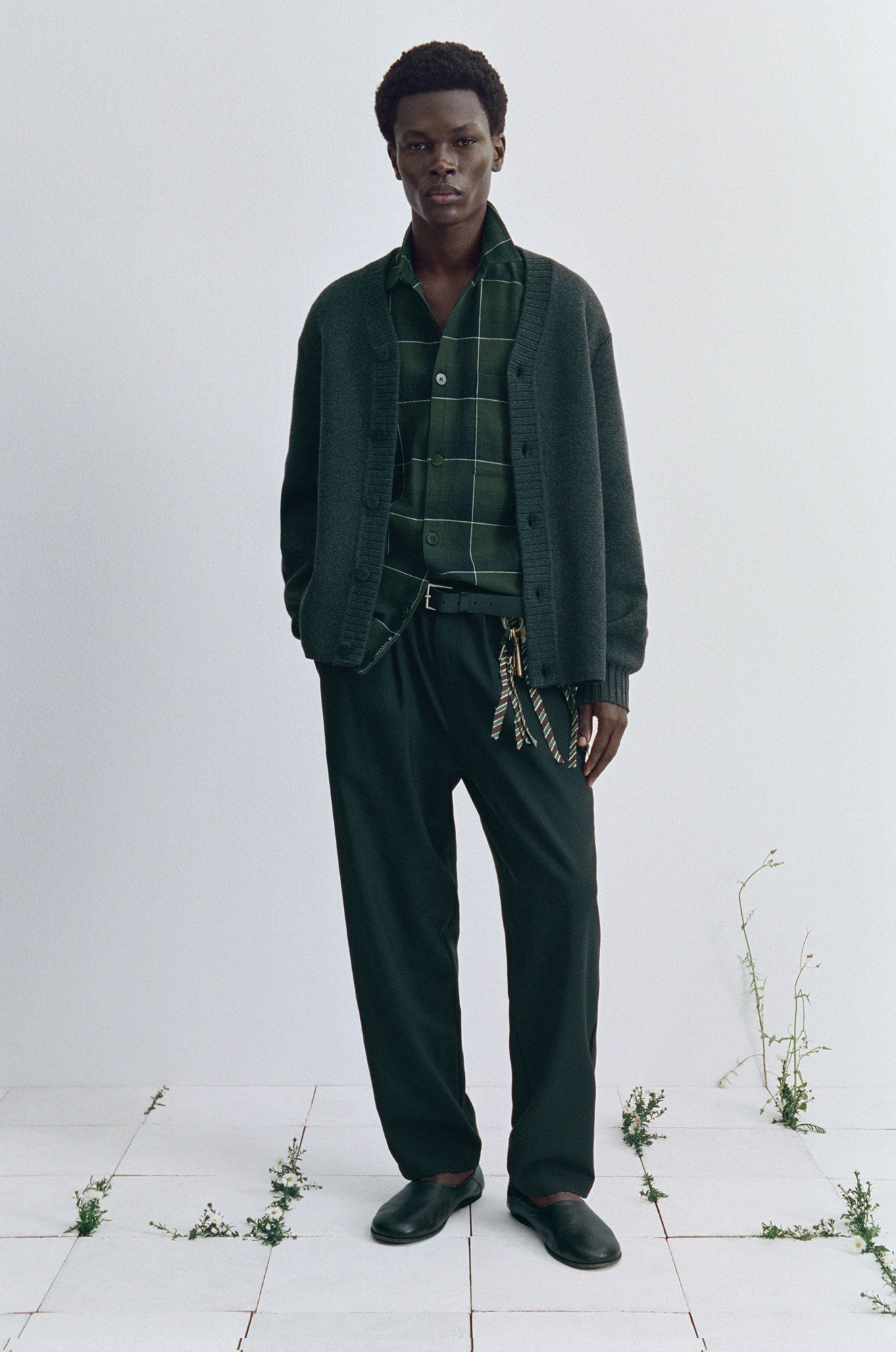 Chemise en coton biologique | multicolore "olive black checks hans shirt - multicolor"
