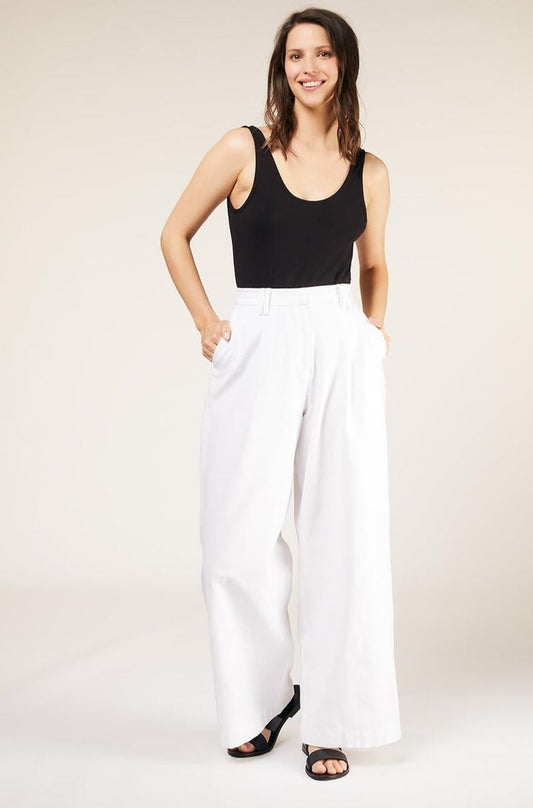 Pantalon ample blanc en coton bio - Amita