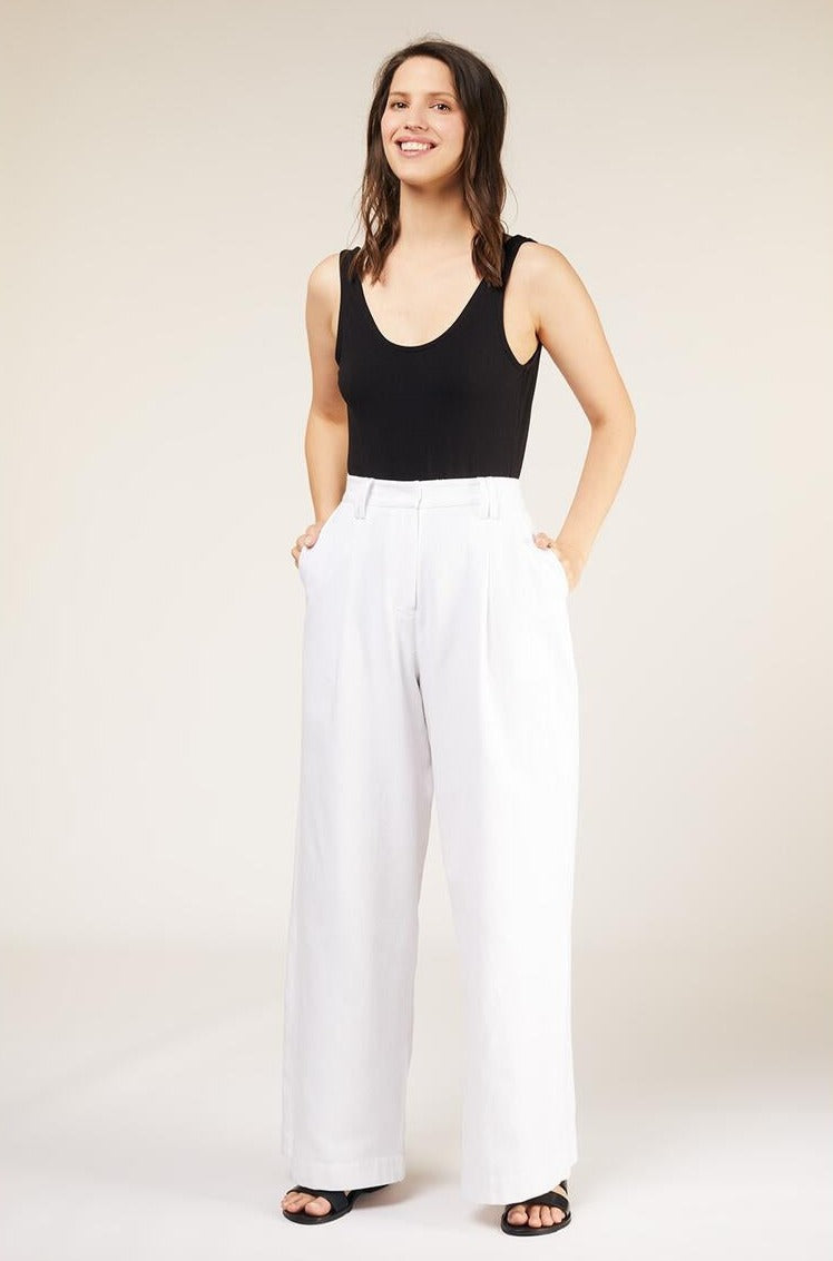 Pantalon ample blanc en coton bio - Amita