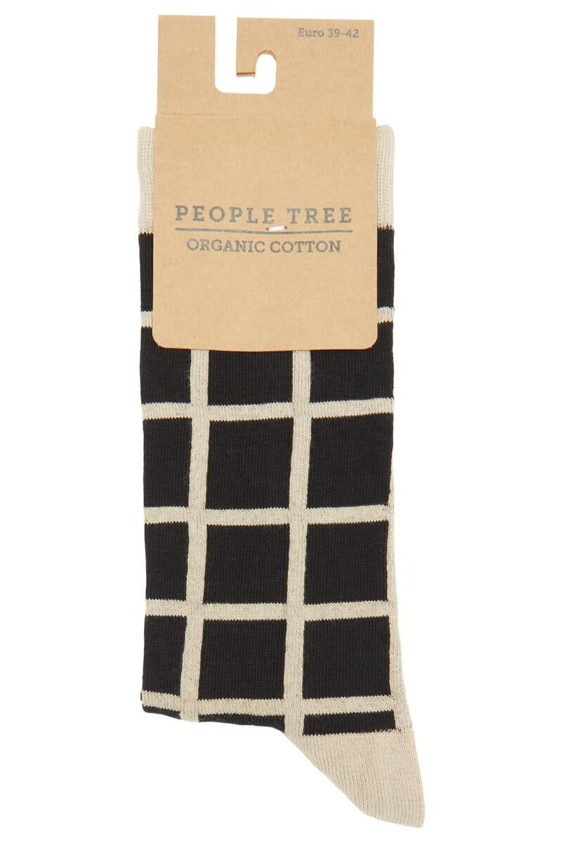 Chaussettes à carreaux en coton bio - checked socks black