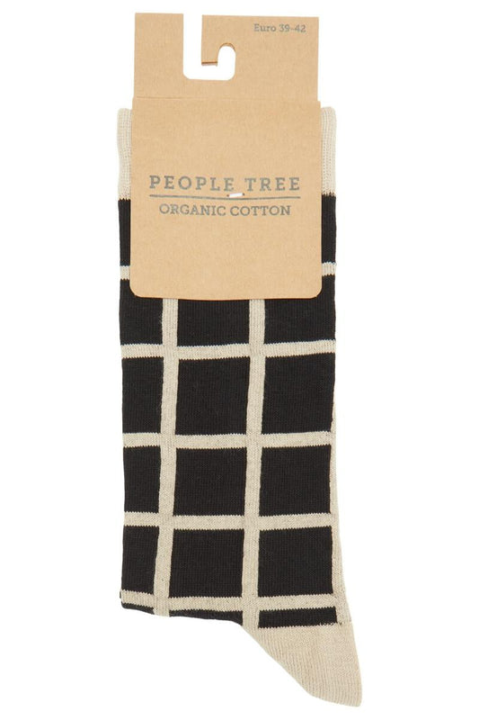 Chaussettes à carreaux en coton bio - checked socks black