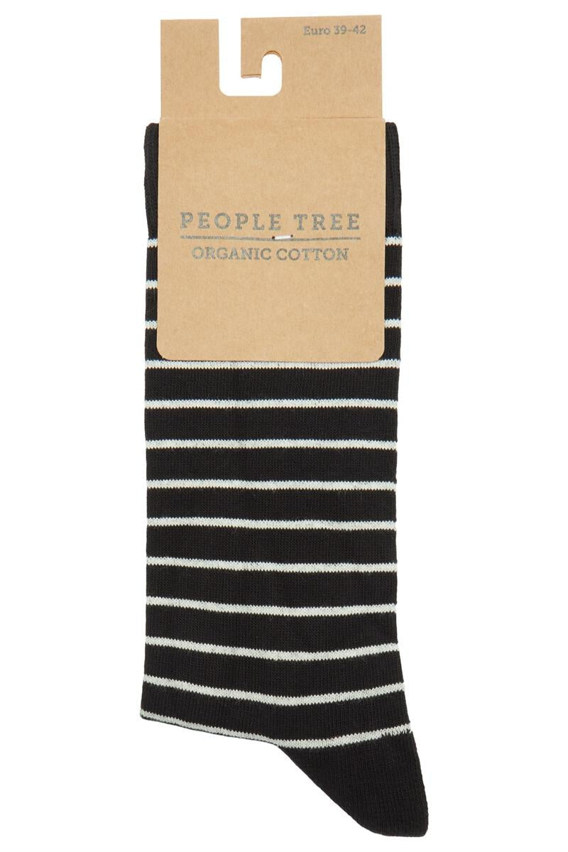 Chaussettes rayées en coton bio striped socks black