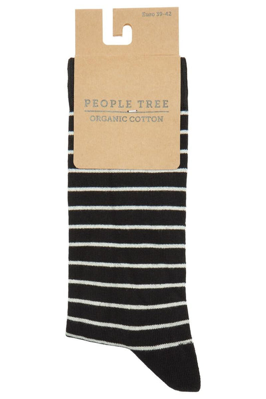 Chaussettes rayées en coton bio striped socks black