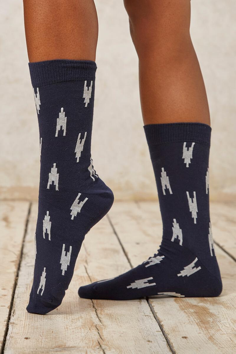 Pack 3 paires de chaussettes à motifs en coton bio - autumn socks navy multi