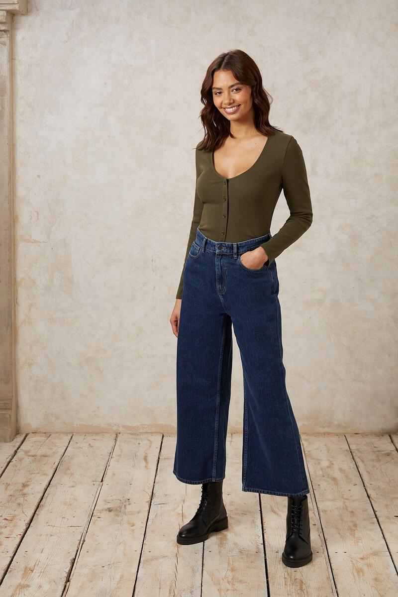 Jean ample bleu en coton bio - Ariel