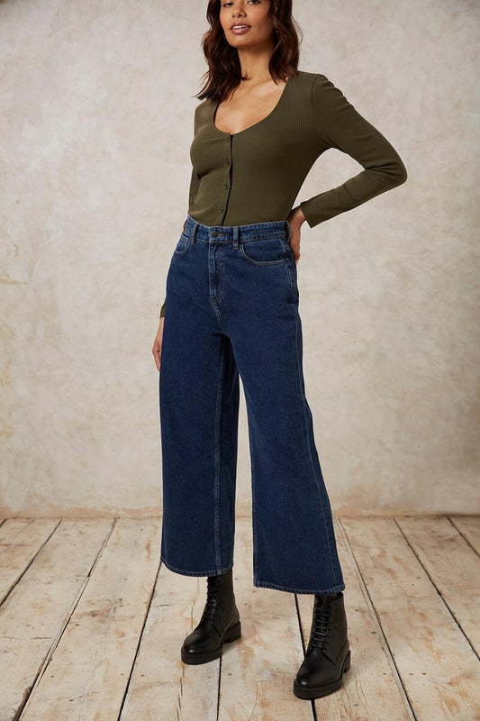 Jean ample bleu en coton bio - Ariel