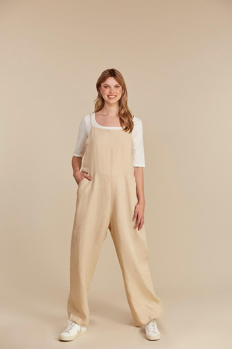 Combinaison écrue en lin - mariana linen jumpsuit stone