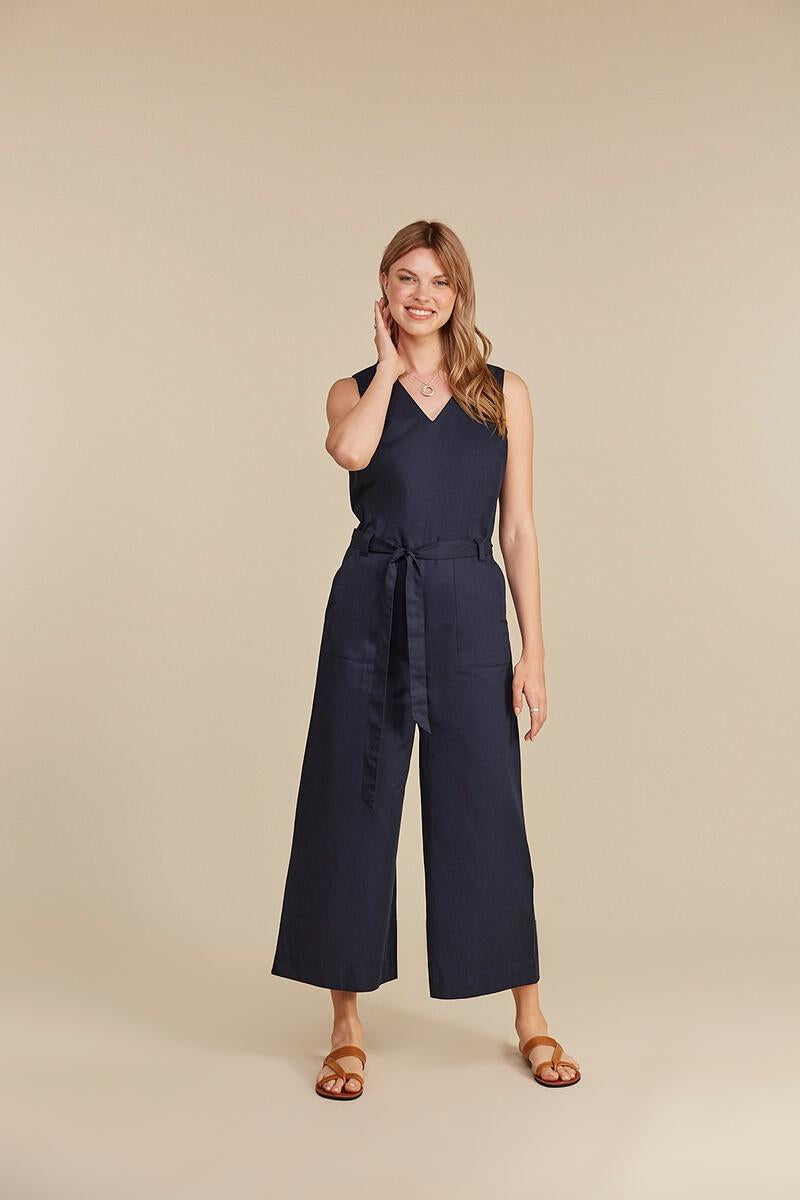 Combinaison longue marine en coton bio - Vesta