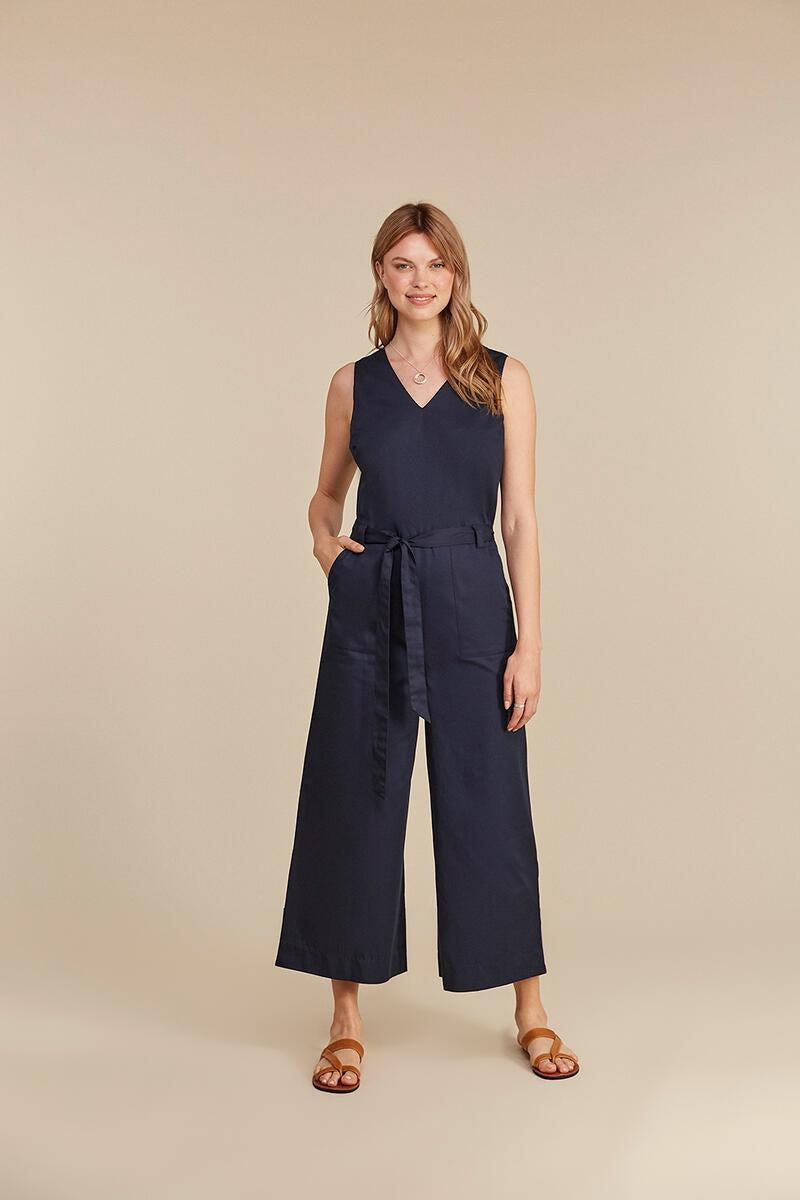 Combinaison longue marine en coton bio - Vesta