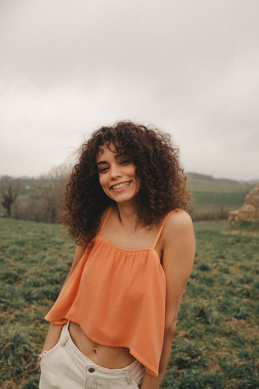 Top court ample orange en tencel - leonie