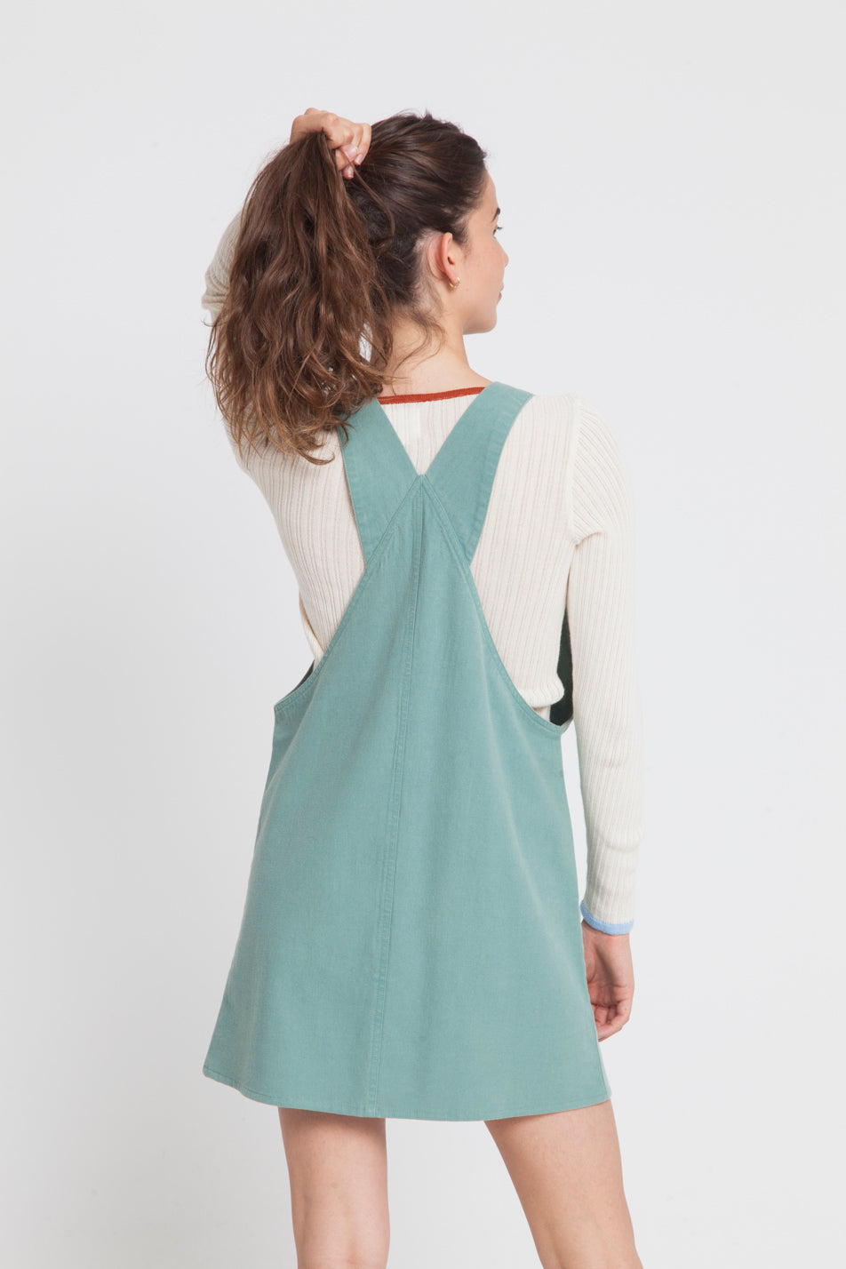 Robe unie verte en coton bio - Amelie