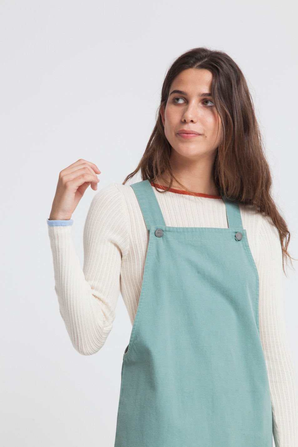 Robe unie verte en coton bio - Amelie