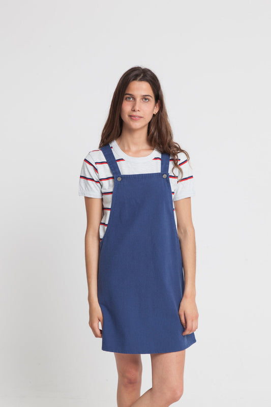 Robe unie bleue en coton bio - Amelie
