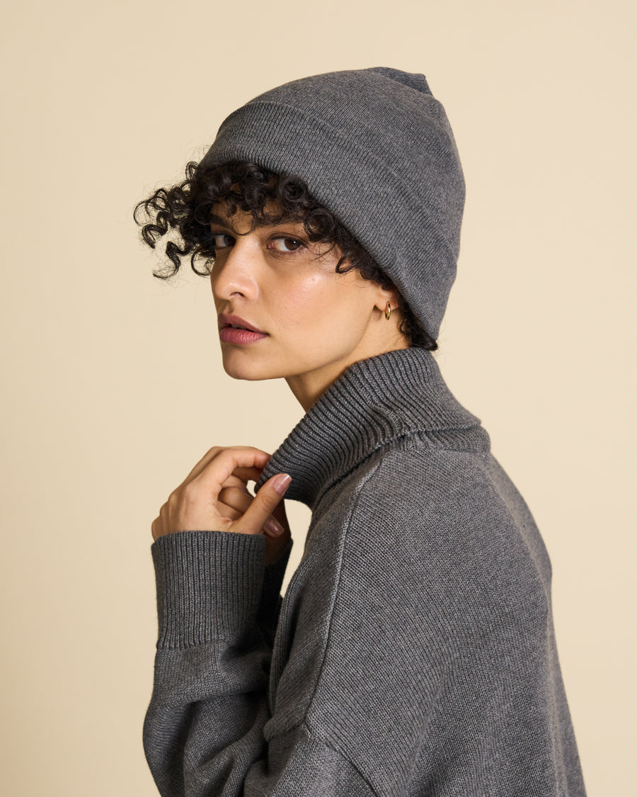 Bonnet en coton bio | Gris foncé "brooklyn dark grey"