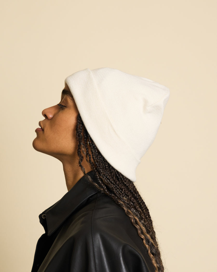 Bonnet blanc cassé en coton bio - brooklyn offwhite