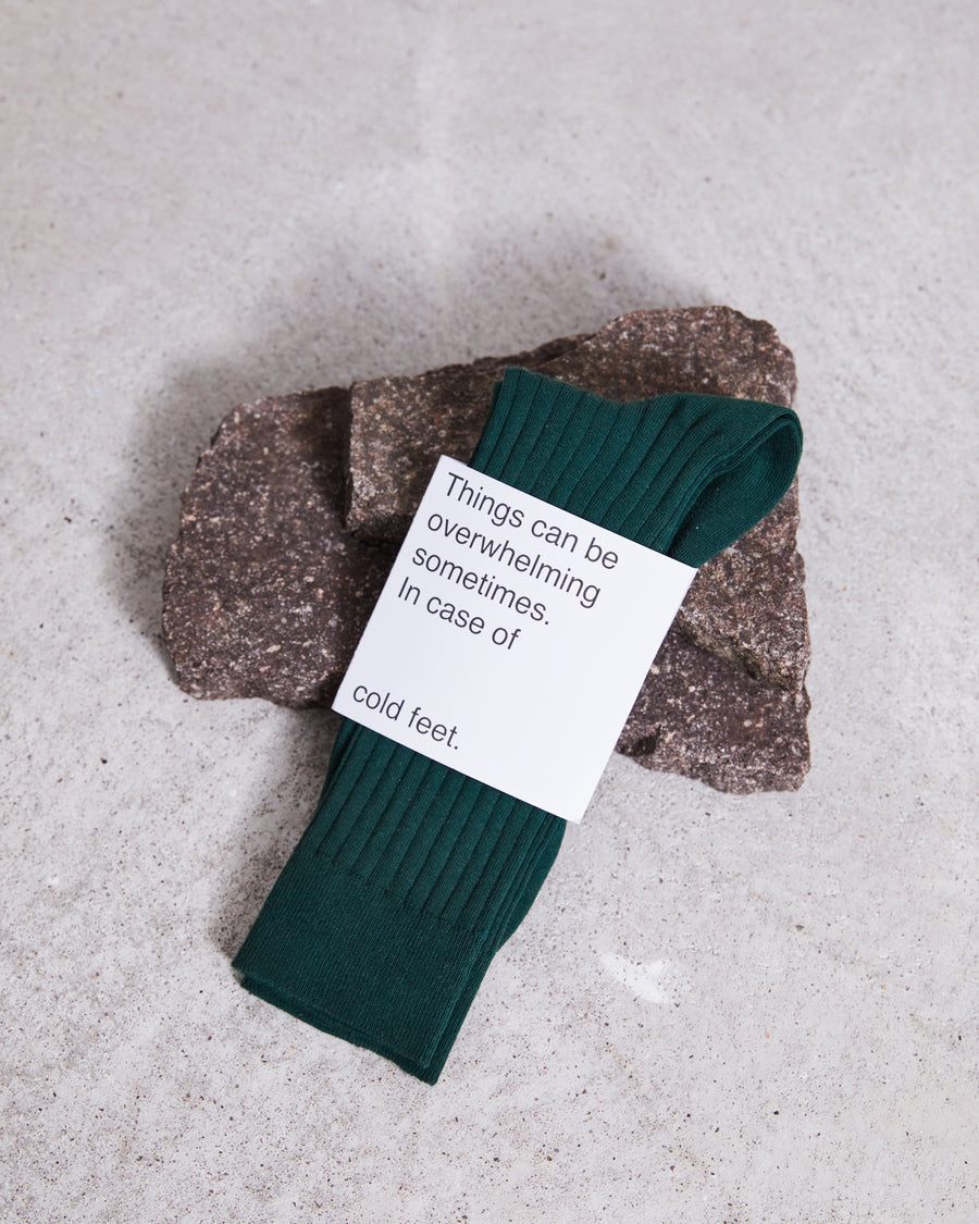 Chaussettes côtelées en coton bio | vert "socks bottle green"