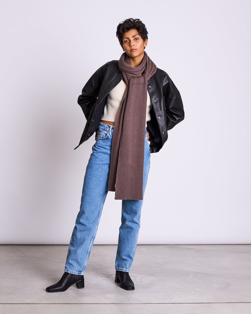 Echarpe taupe en coton bio - Midtown greige