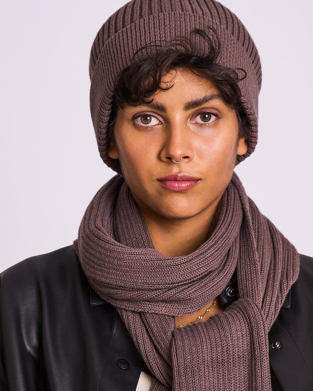 Echarpe taupe en coton bio - Midtown greige