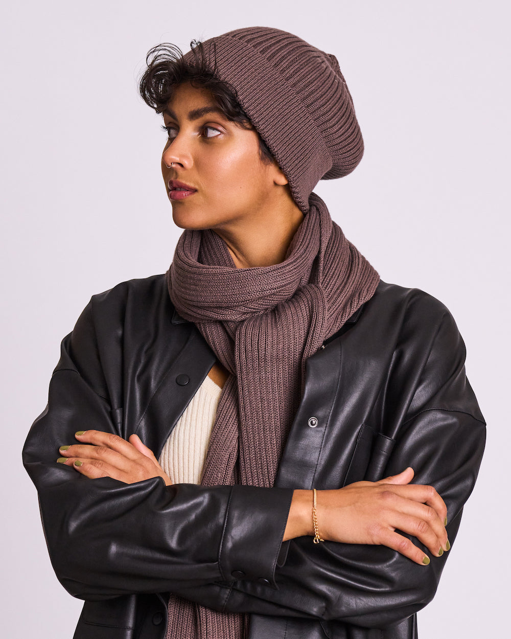 Echarpe taupe en coton bio - Midtown greige