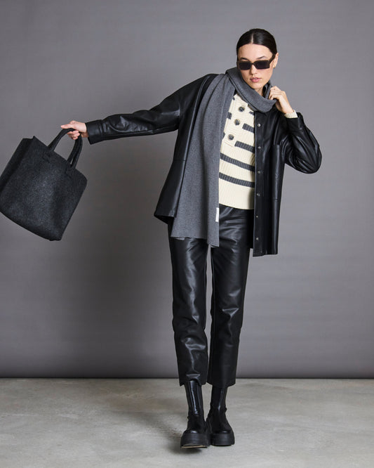 Écharpe en coton bio | Gris foncé "staten dark grey"