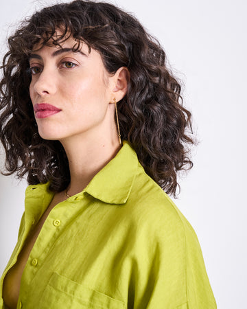 Chemise oversize vert en lin - shirt mons sprout