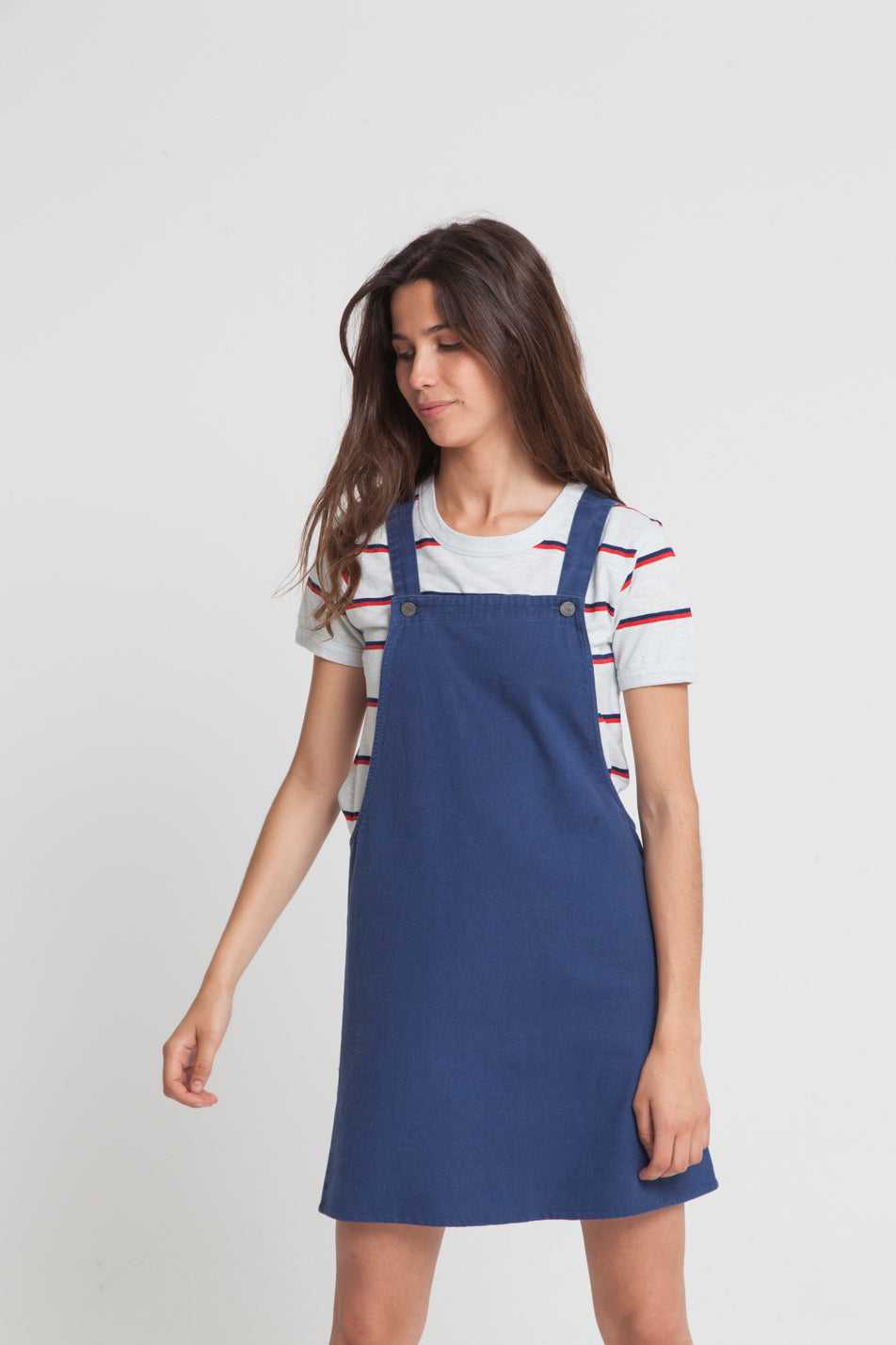Robe unie bleue en coton bio - Amelie