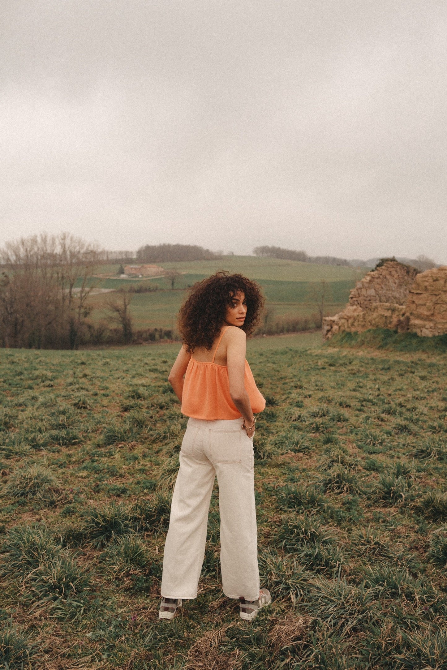 Top court ample orange en tencel - leonie