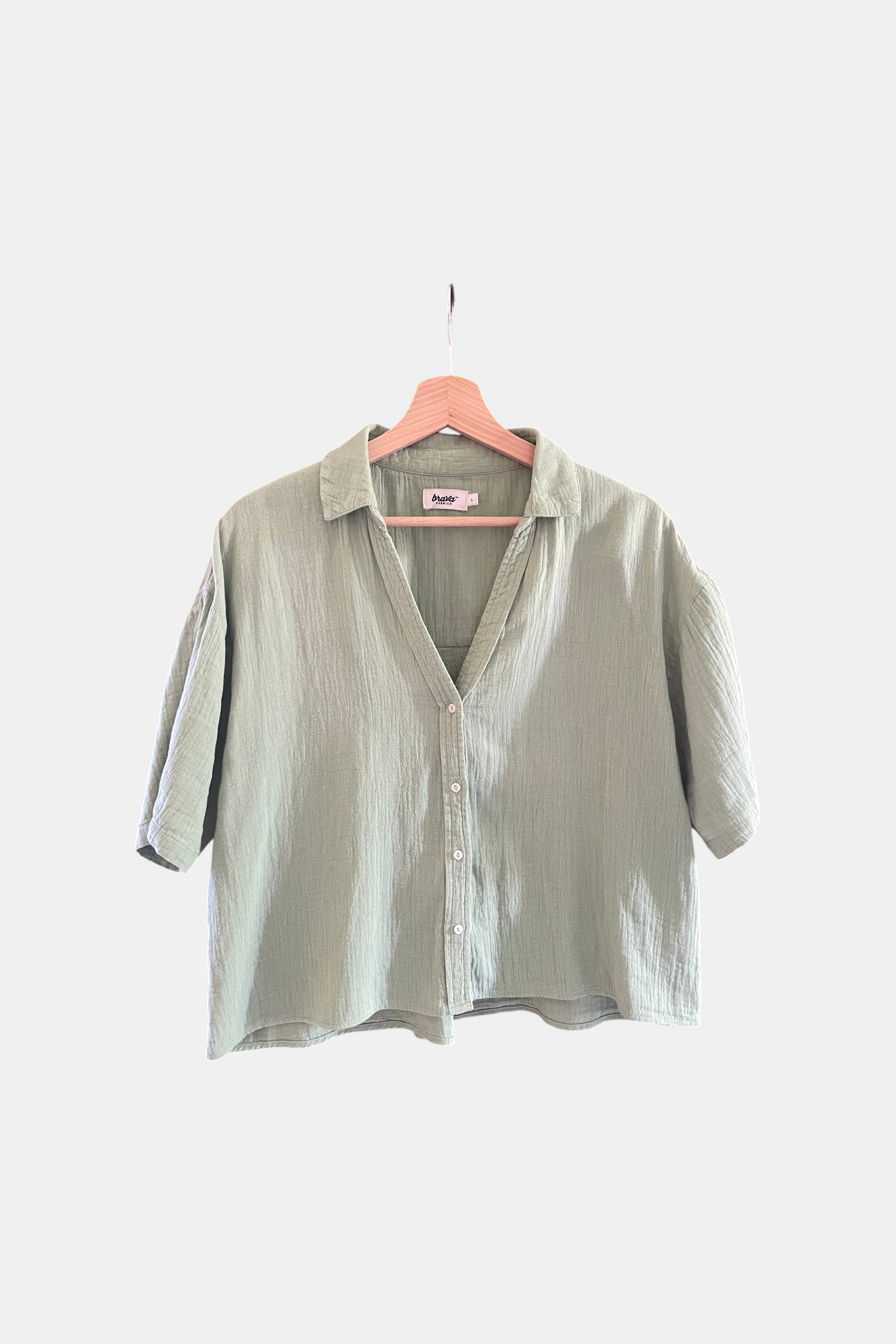 Chemise en gaze de coton biologique vert clair