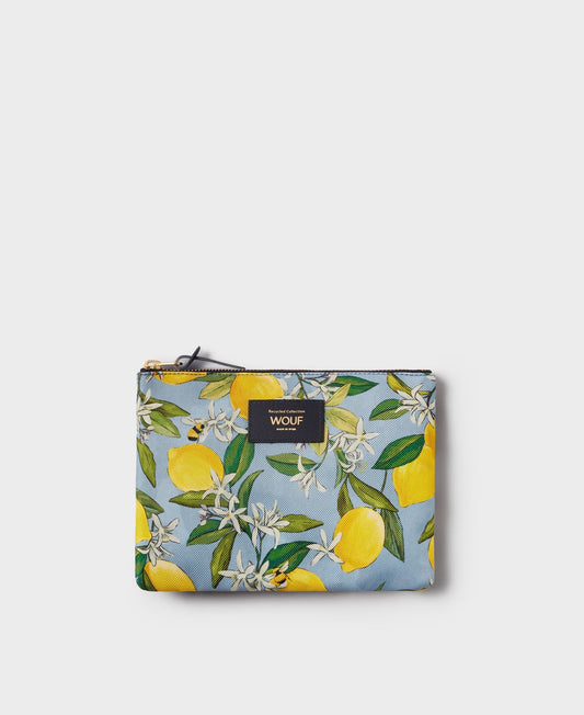 Pochette motif citrons en matière recyclée | multicolore "capri pouch citrons"