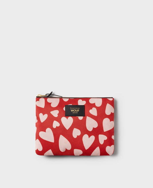 Pochette motif coeurs en matière recyclée | rose "amore pouch coeurs"