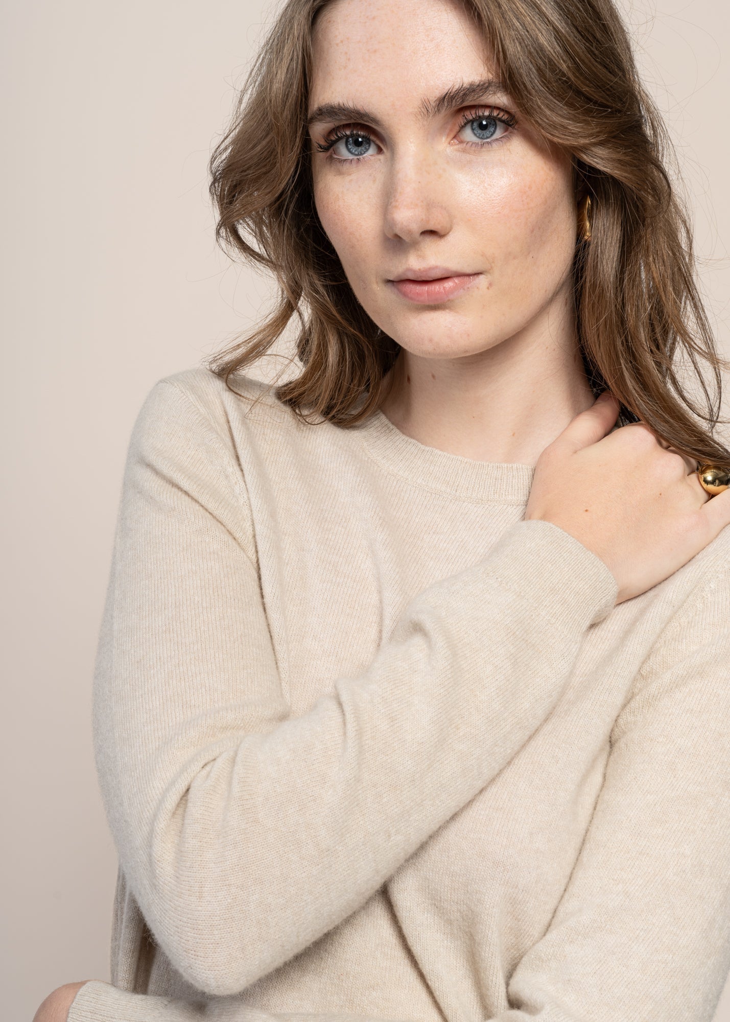 Pull en laine mérinos recyclée | écru "light merino wool crew - ivory white"