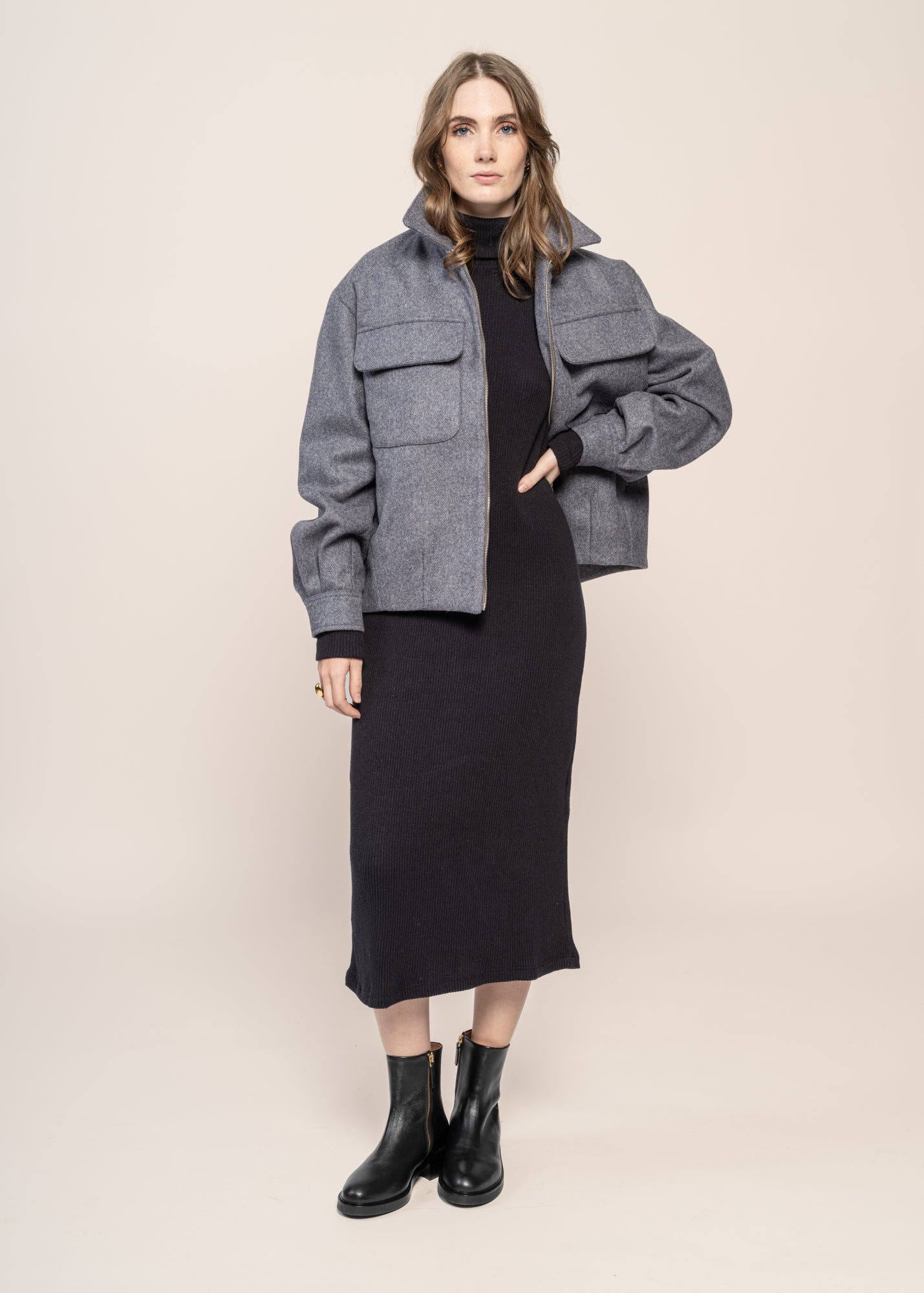 Blouson en laine certifiée | bleu clair "kinsale - steel blue"