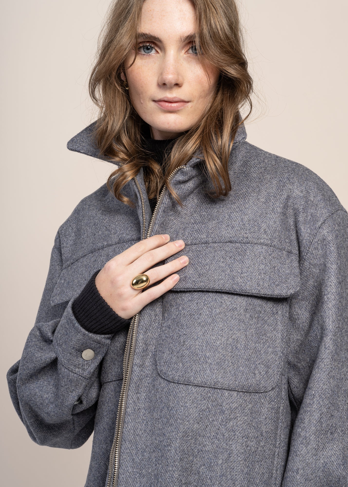 Blouson en laine certifiée | bleu clair "kinsale - steel blue"