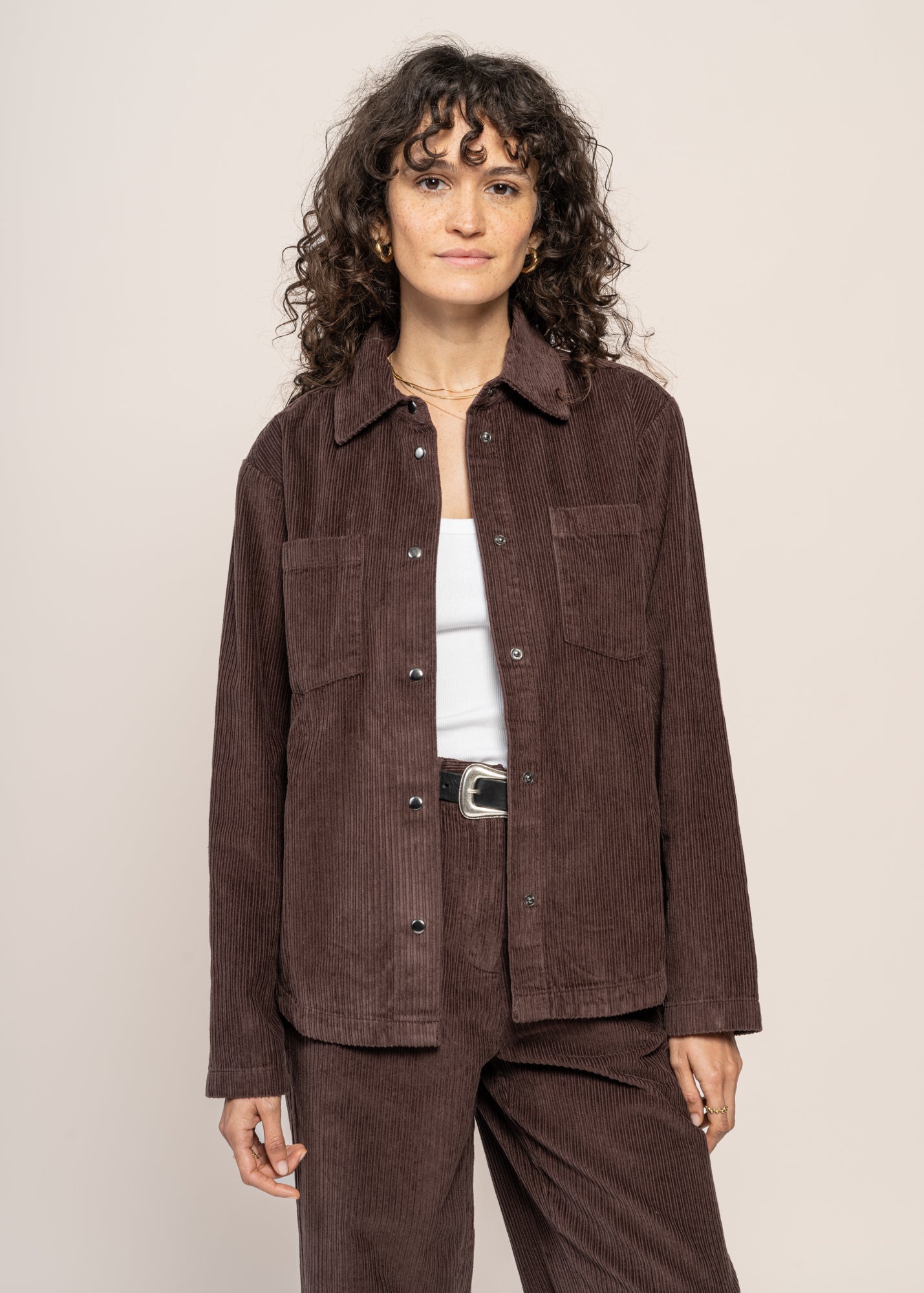 Surchemise velours en coton bio | marron "irrregular corduroy overshirt chocolate plum"