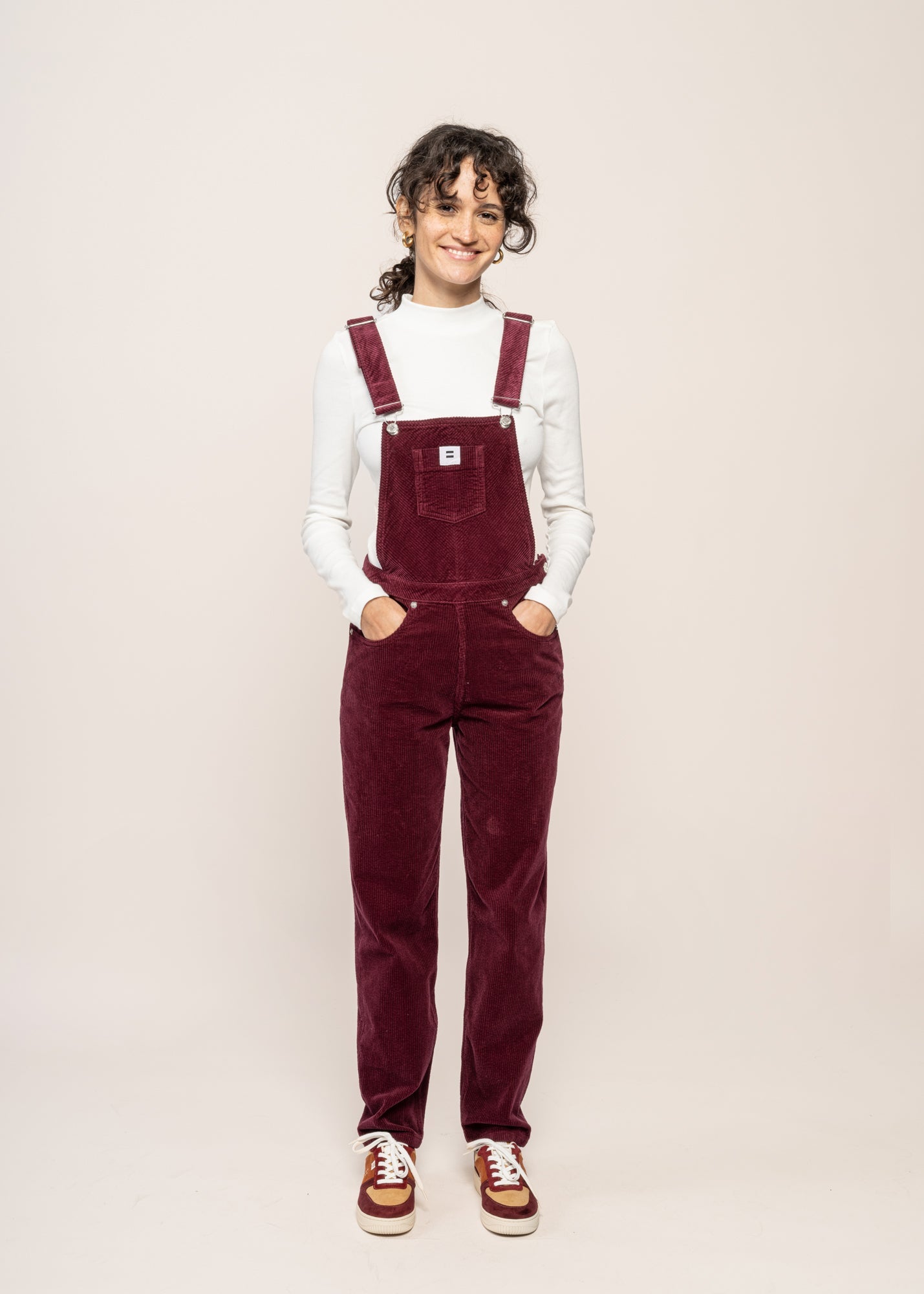 Salopette velours en coton bio | prune