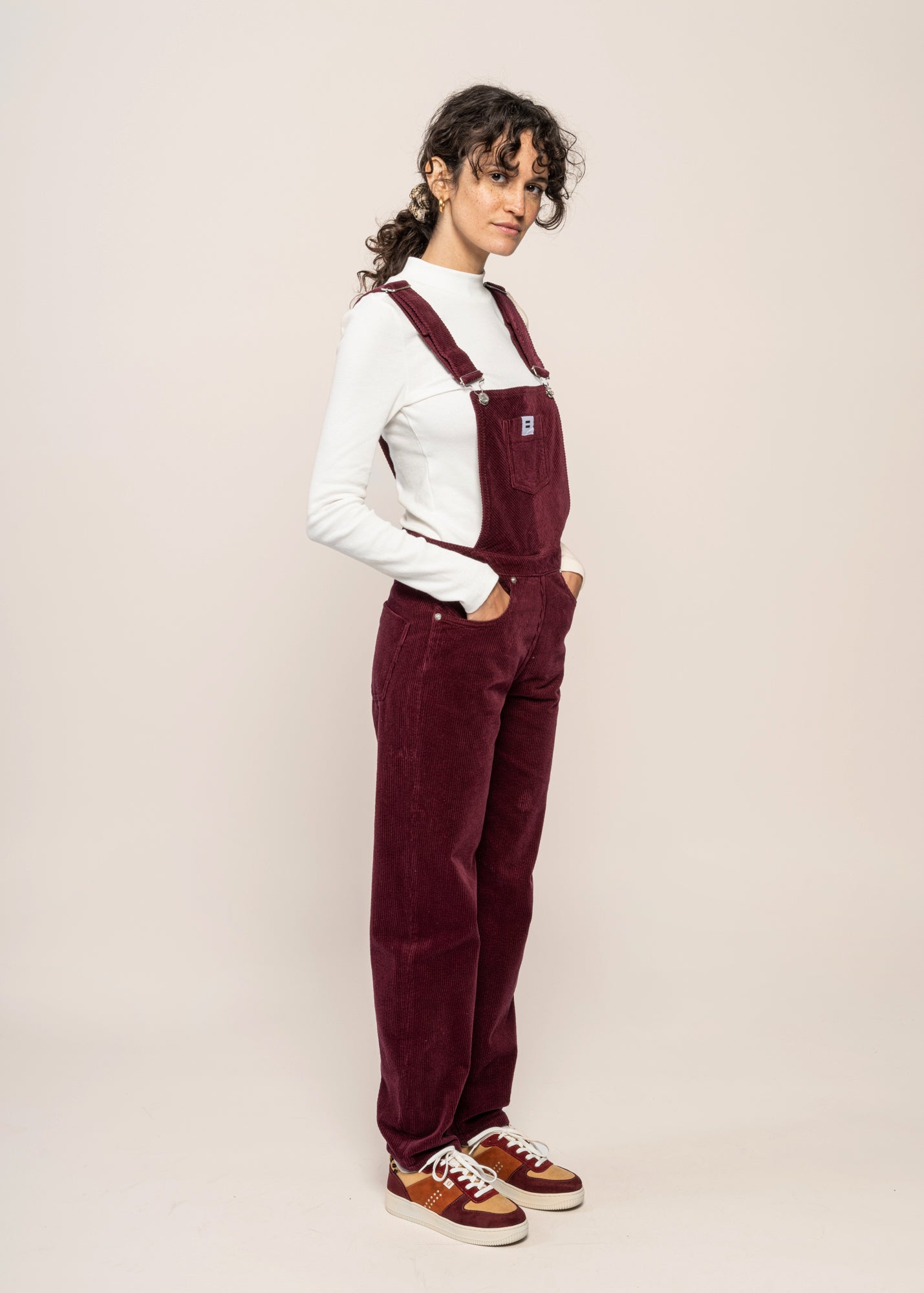 Salopette velours en coton bio | prune