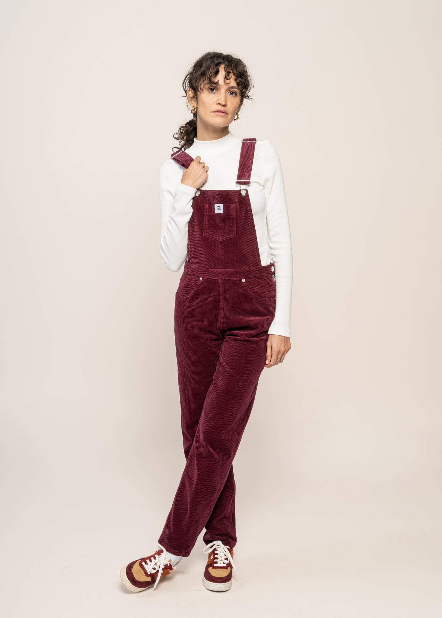 Salopette velours en coton bio | prune