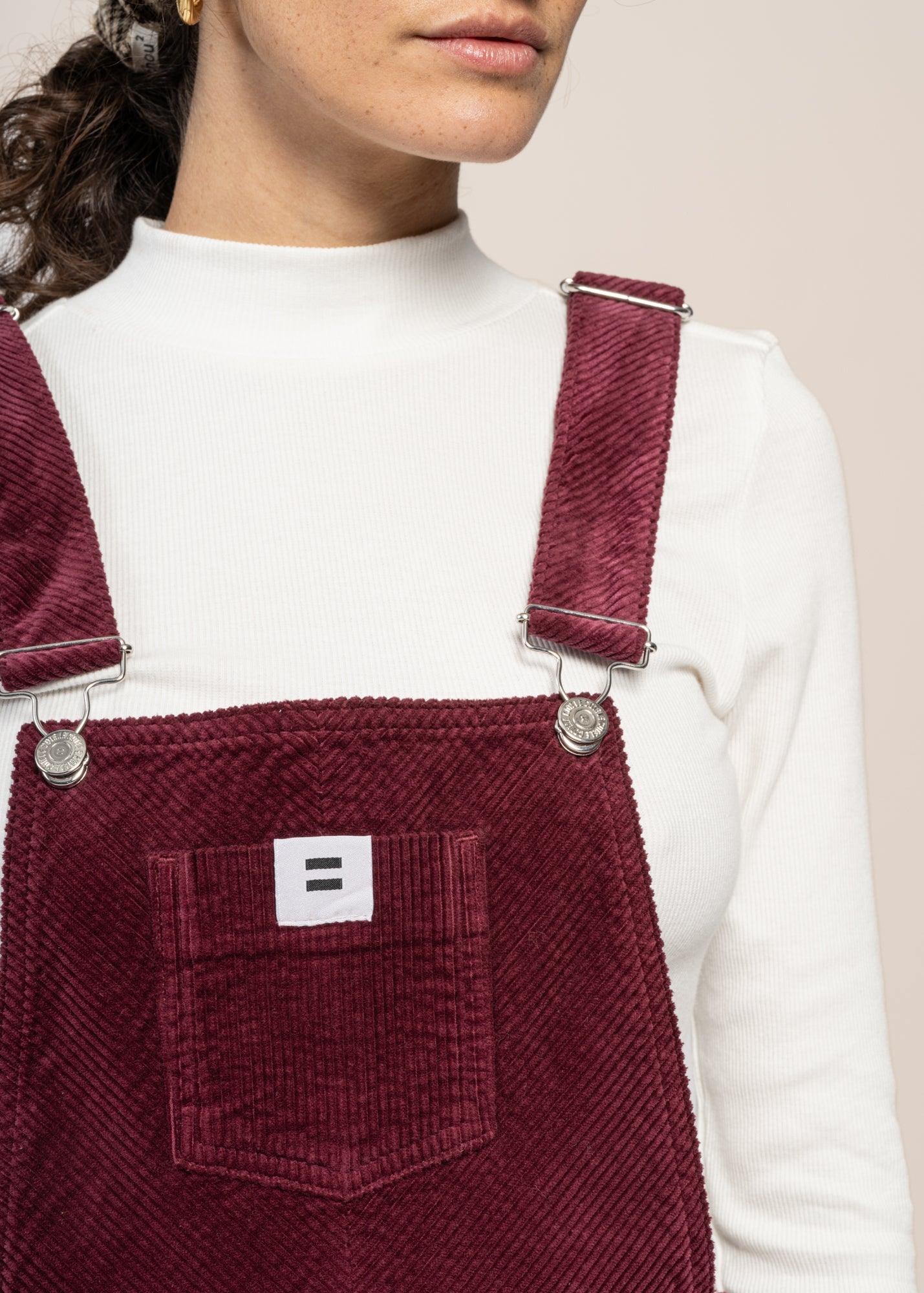 Salopette velours en coton bio | prune